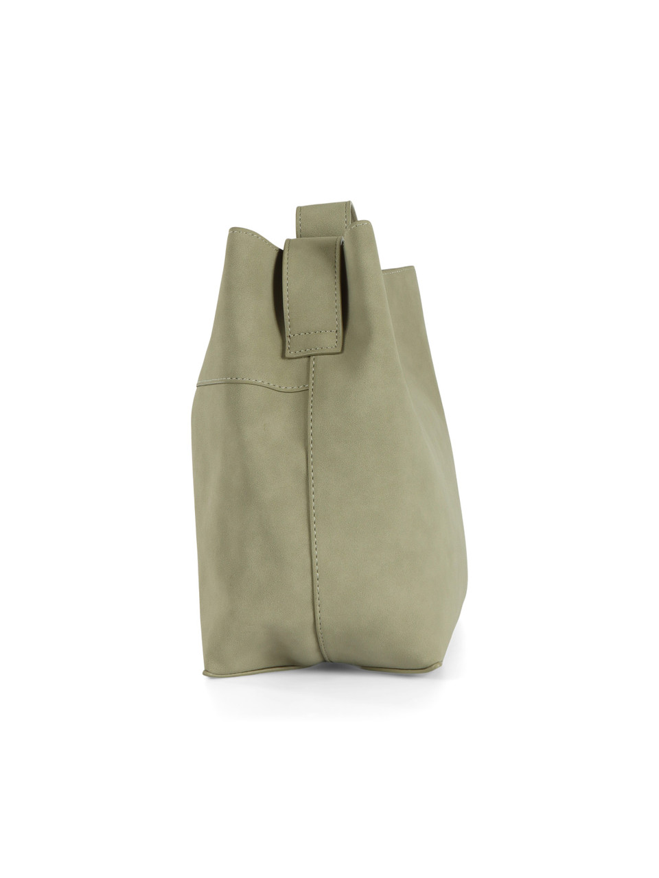 GRÜN | Schultertasche in Wildlederoptik mit geprägtem Logo