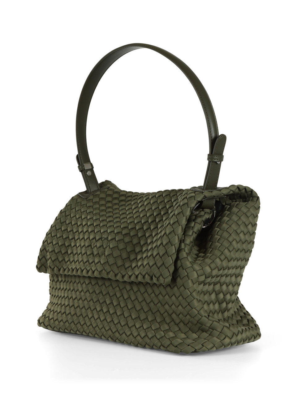 VERDE MILITARE | Borsa a spalla in tessuto intrecciato