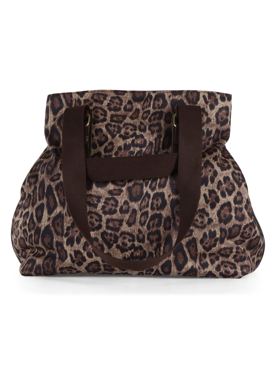 MARRONE | Borsa shopping maxi con stampa animalier
