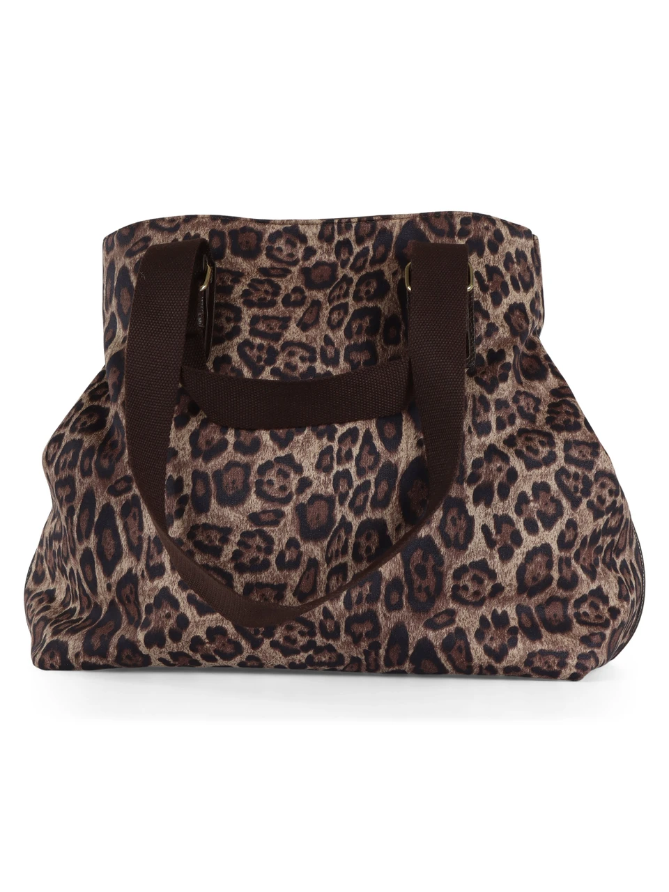 MARRONE | Borsa shopping maxi con stampa animalier