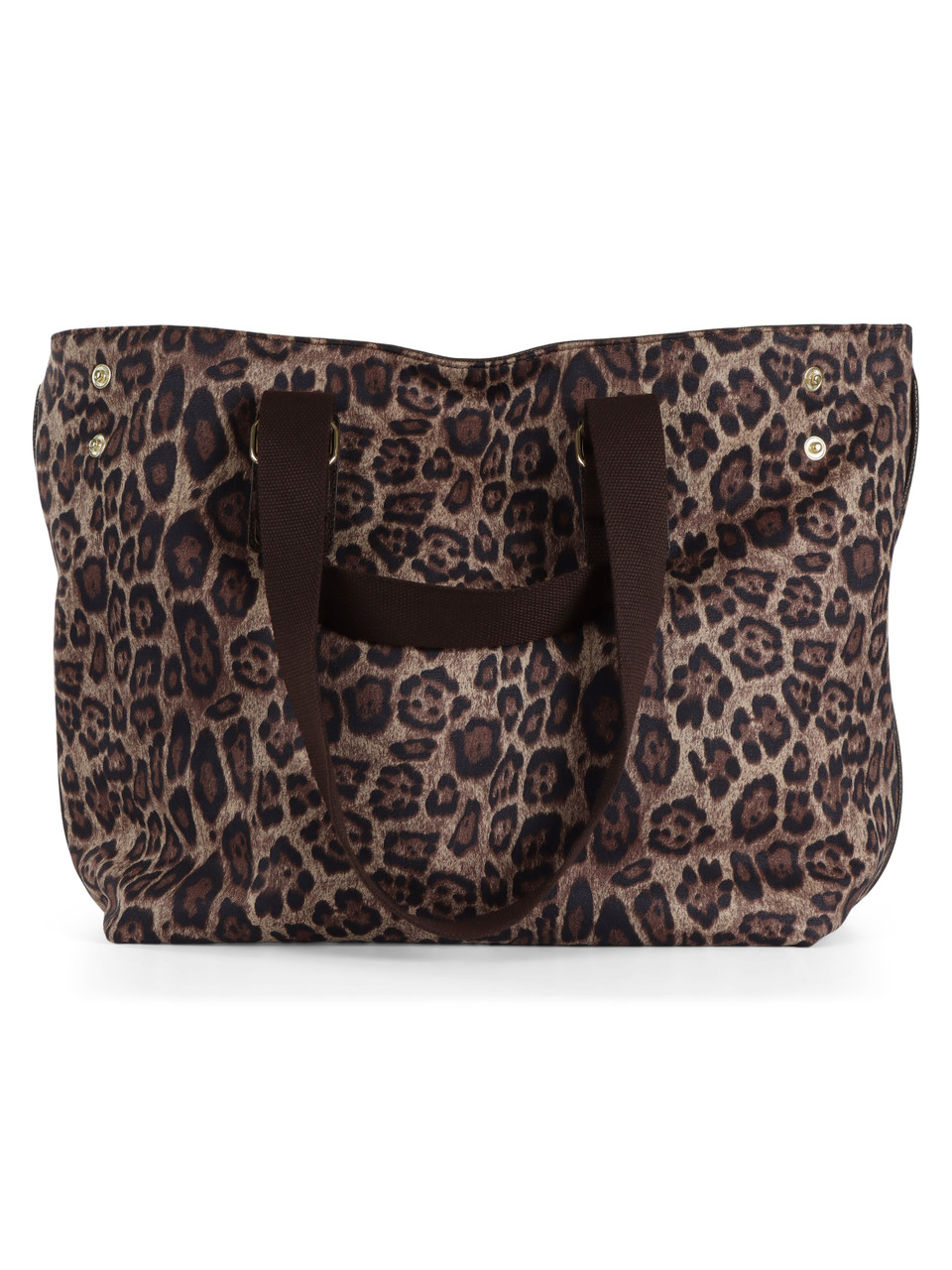 MARRONE | Borsa shopping maxi con stampa animalier