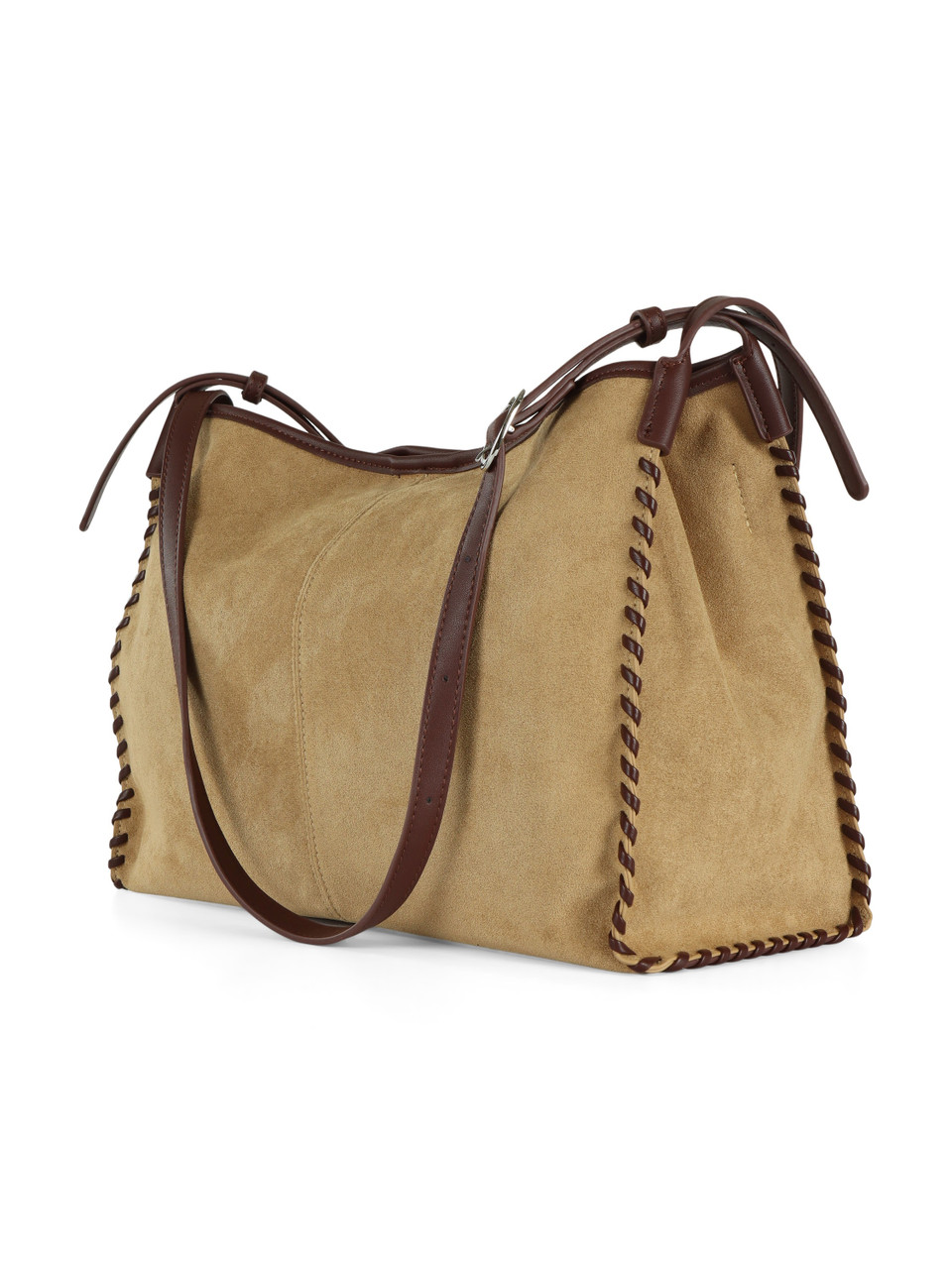 CAMMELLO | Borsa a spalla in ecosuede con inserti a contrasto