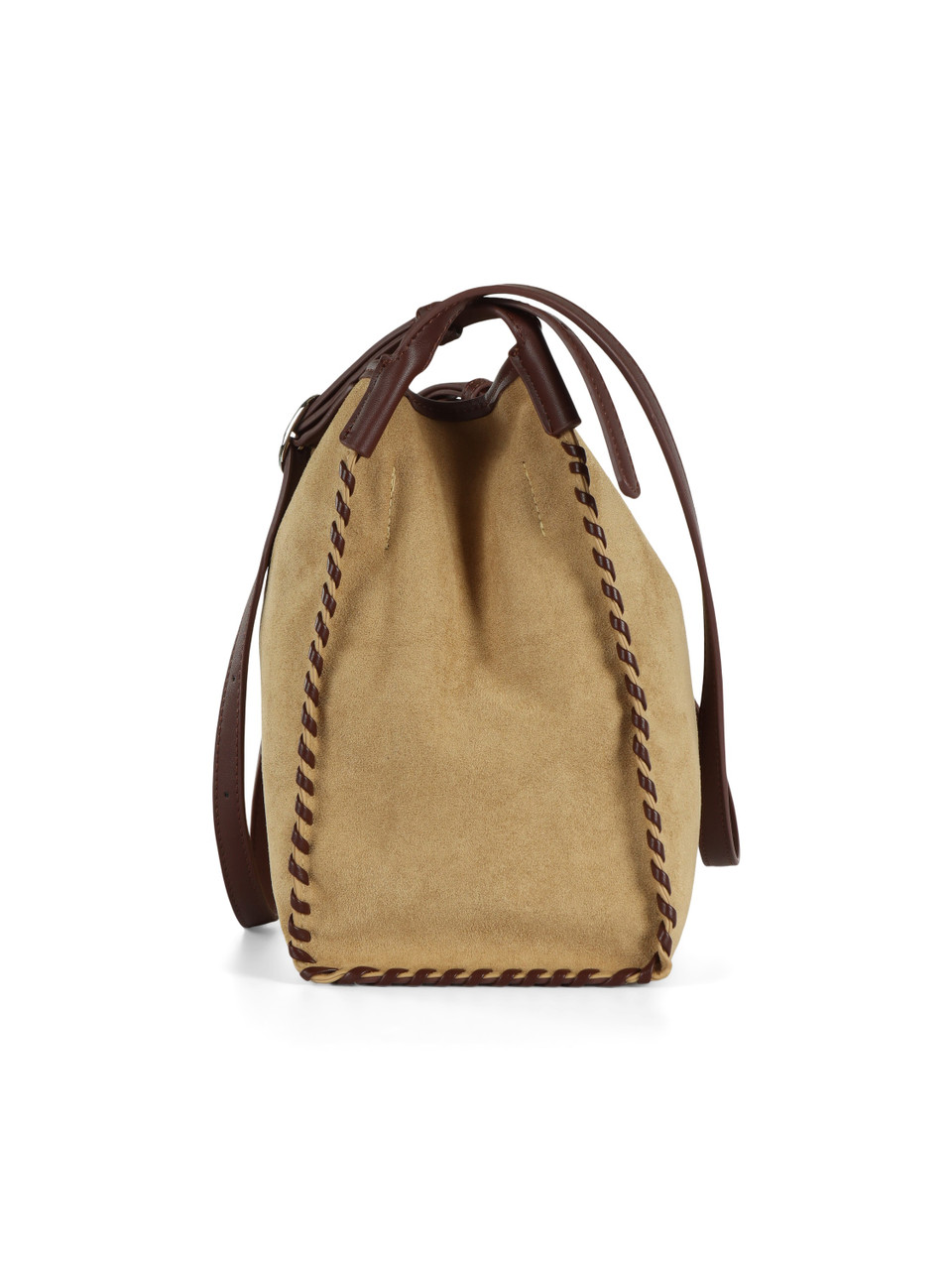 CAMMELLO | Borsa a spalla in ecosuede con inserti a contrasto