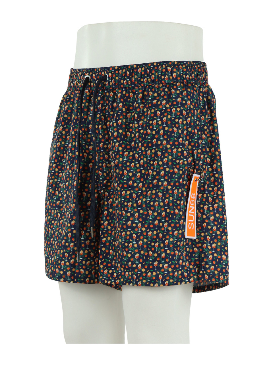BLU SCURO | Boxer mare stampato con portachiavi rimovibile