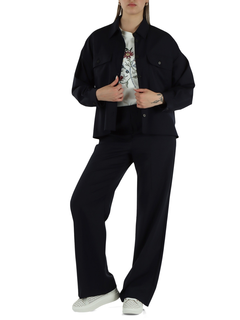 BLU SCURO | Overshirt MULINO in tela di lana vergine