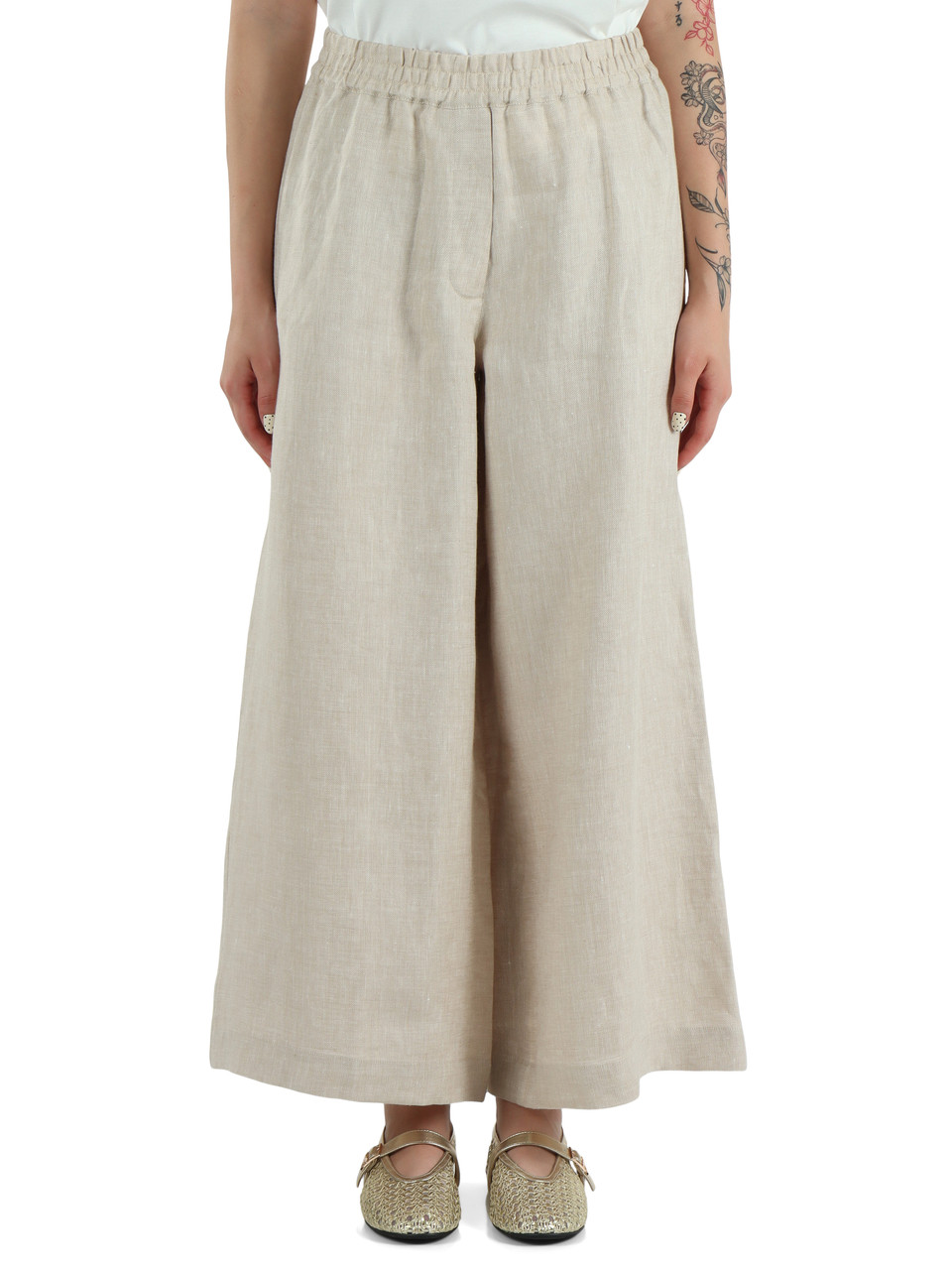 BEIGE | Pantalone ampio in lino FELINO