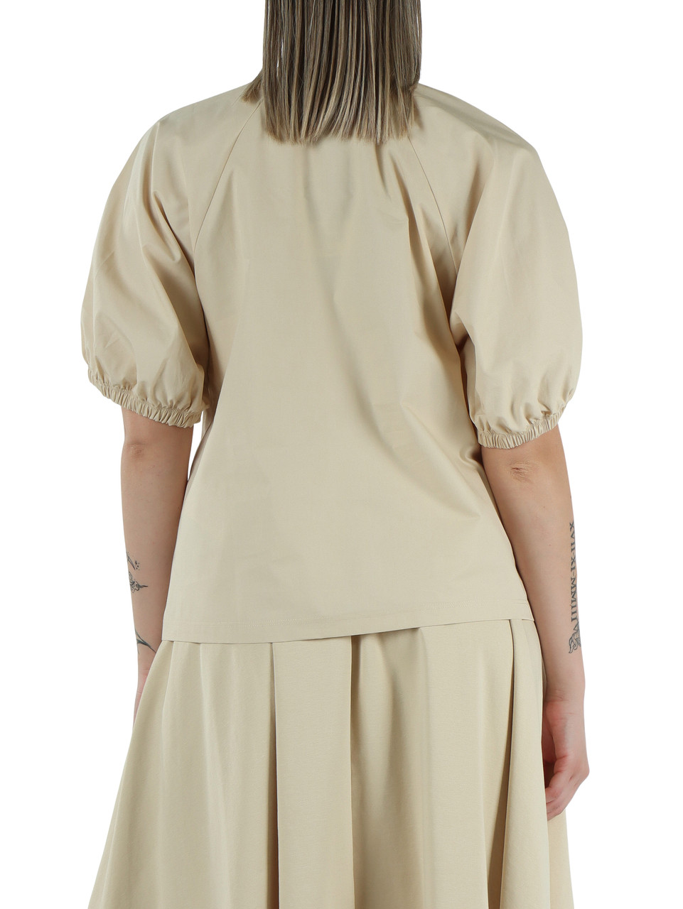 BEIGE | Blusa CELLULA in cotone interlock e popeline