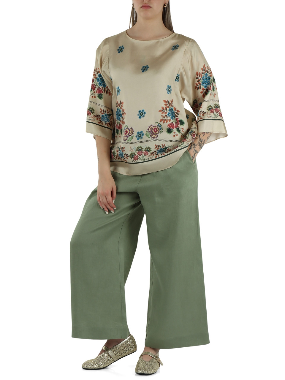 BEIGE | Blusa in twill di seta SAMBA