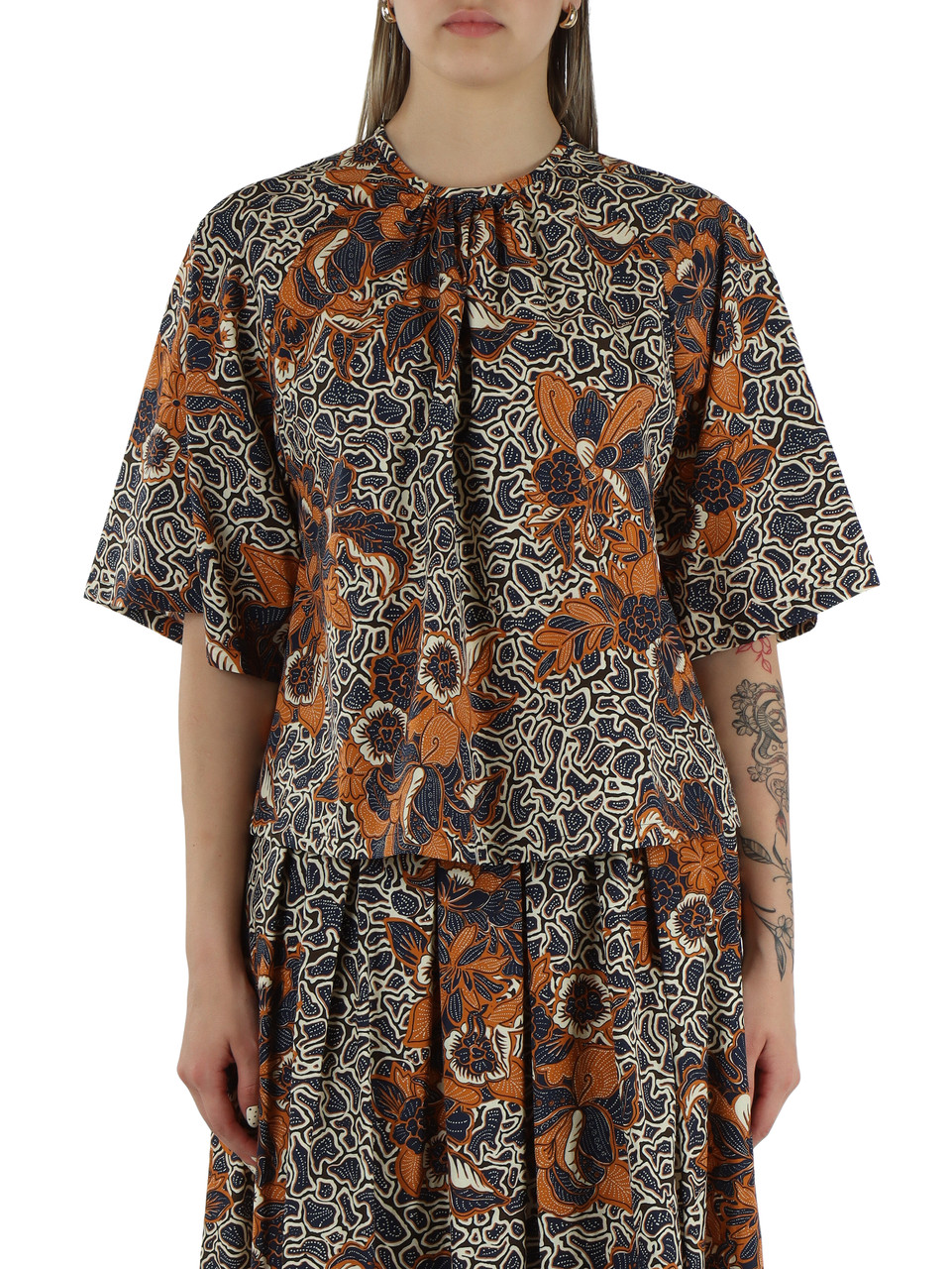 BLU | Blusa svasata QUAGLIA in popeline cotone