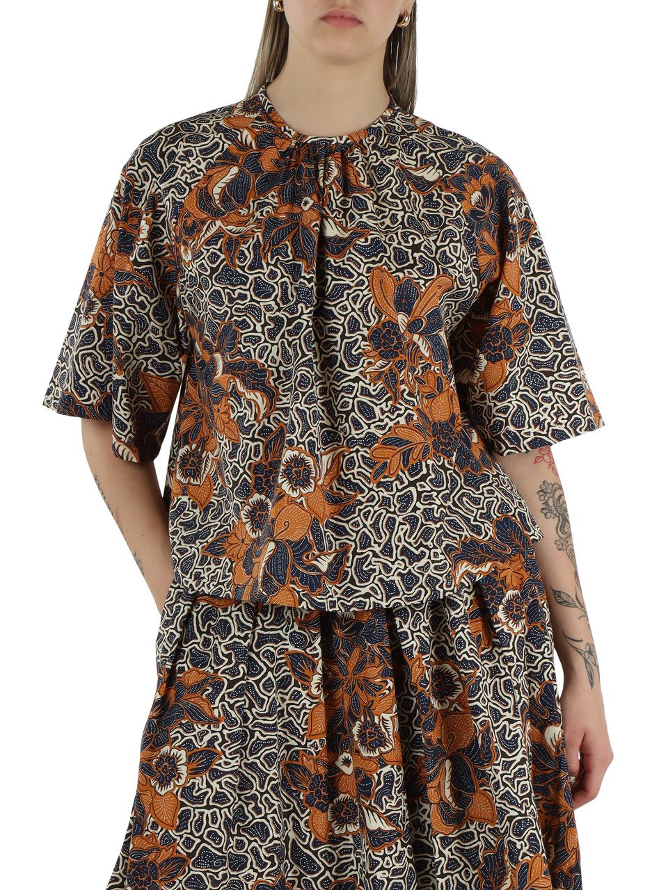 BLU | Blusa svasata QUAGLIA in popeline cotone
