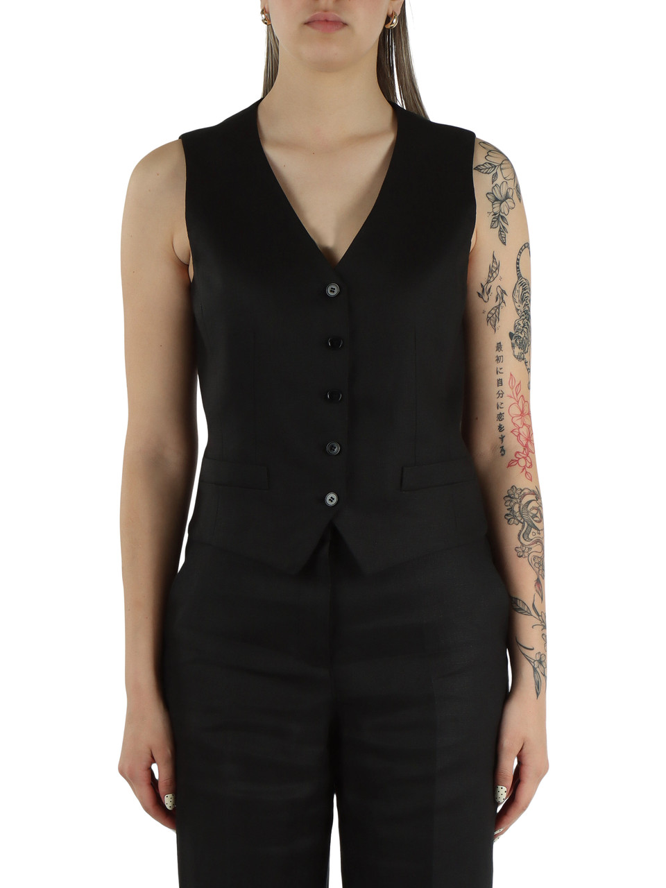 NERO | Gilet in canvas di lino PACE