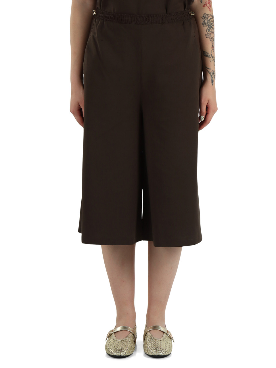 MARRONE | Bermuda lungo PIOMBO in cotone interlock