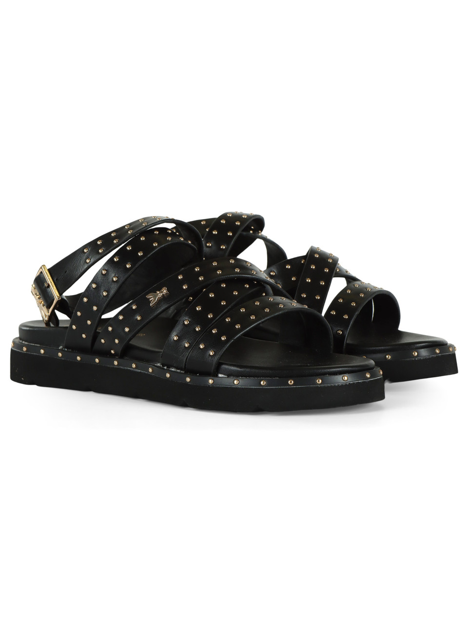 NERO | GIRL: Sandali bassi con micro borchie