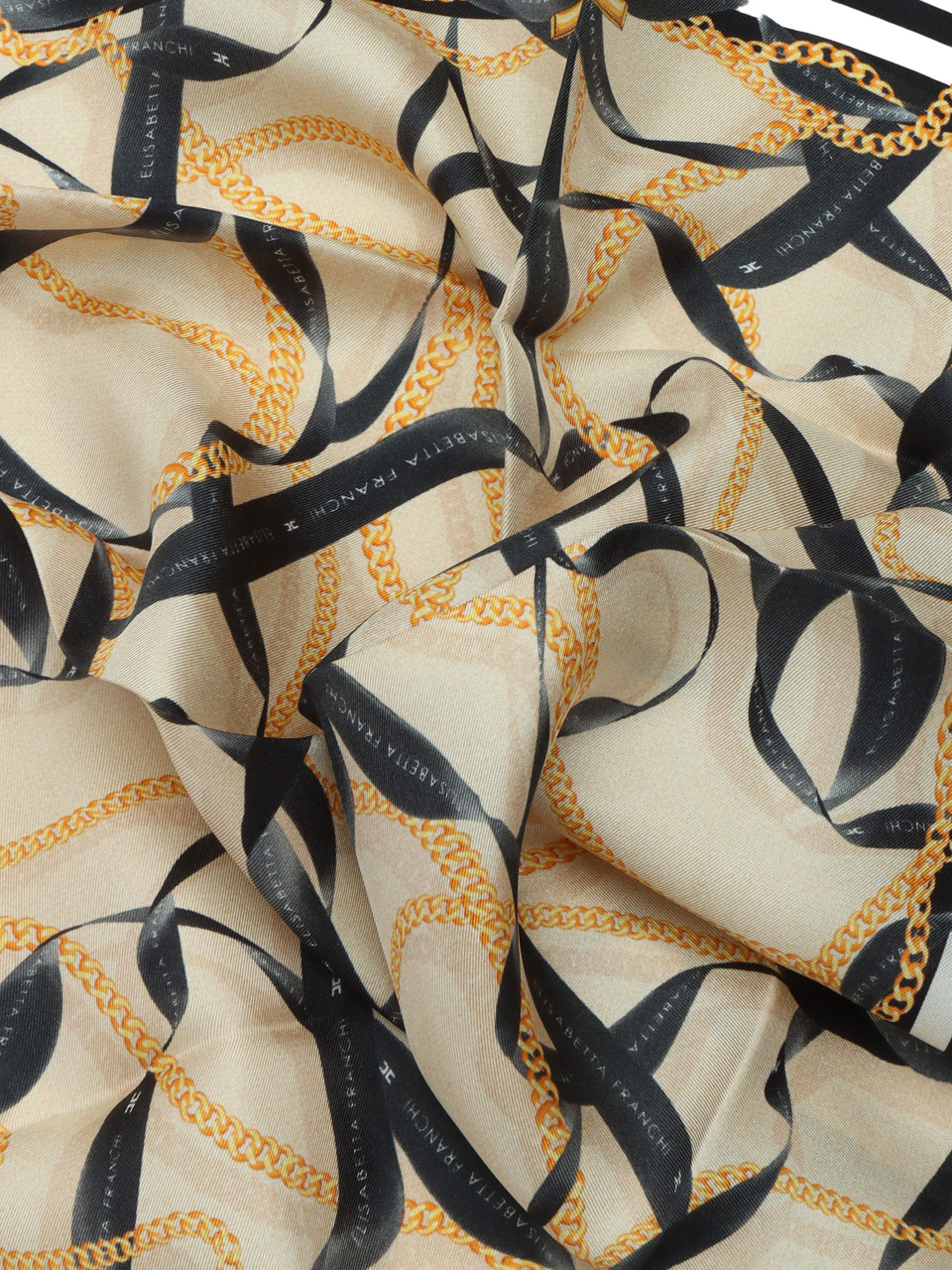 CREMA | Foulard quadrato in twill di seta con stampa all over
