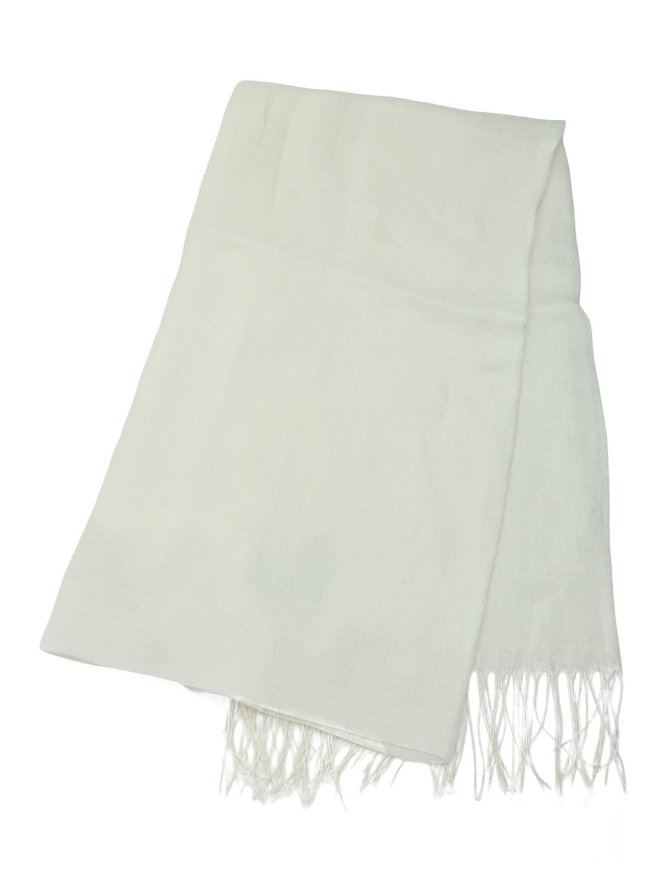 OFF WHITE | Stola in lino con frange SIONBIO