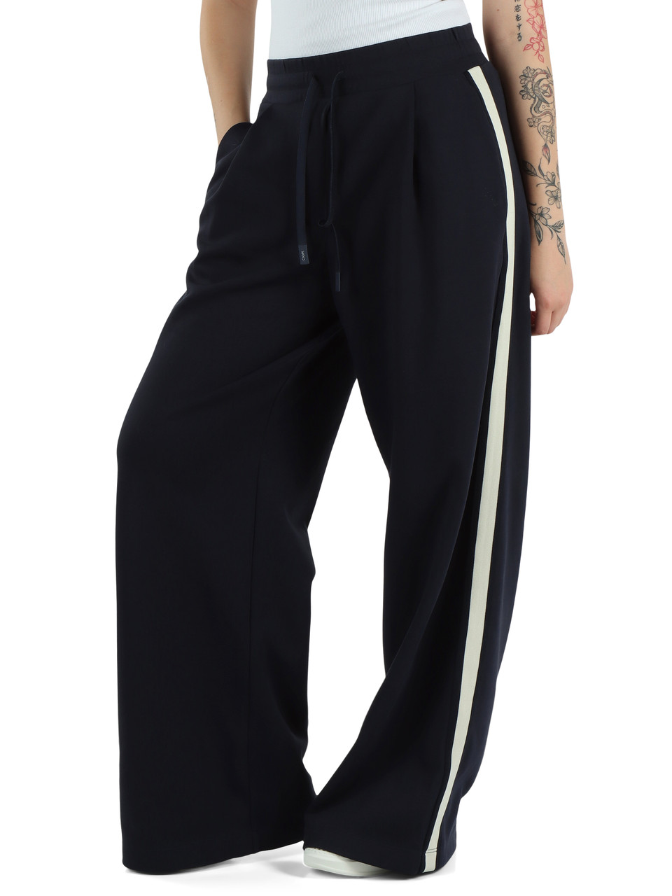 BLU SCURO | Pantalone in jersey double di cotone PERDONI