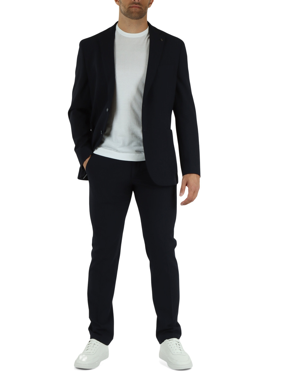 BLU SCURO | Giacca Modern fit EDWARD in misto viscosa e lana