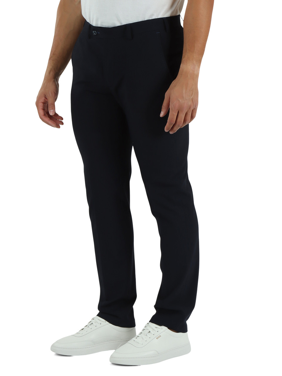 BLU SCURO | Pantalone SERGIO in misto viscosa e lana