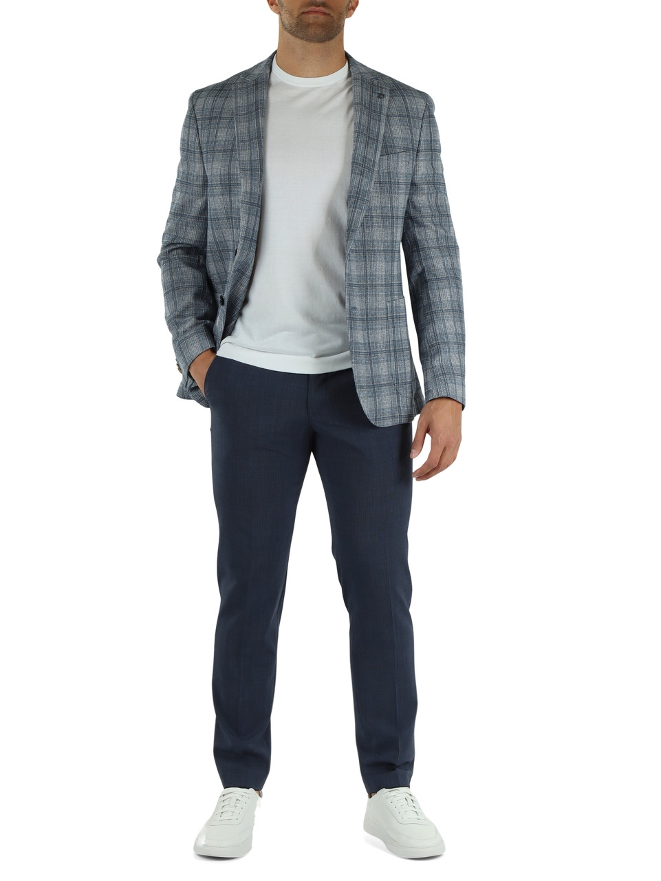 BLU CHIARO | Giacca Modern fit EDWARD-ST in misto cotone
