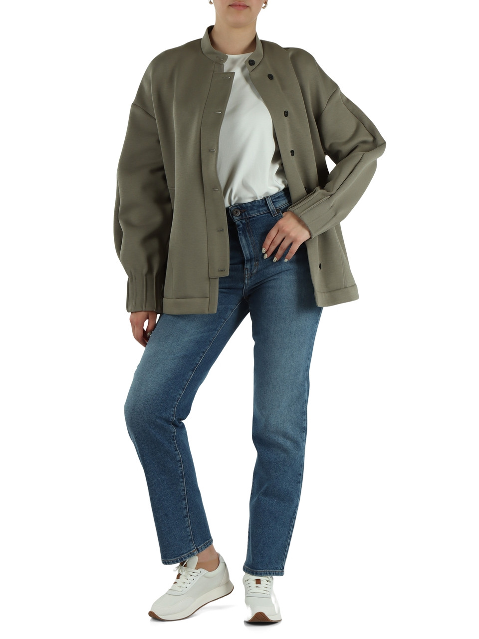 GRÜN | Offene Sweatjacke aus Baumwollmischung ACETO