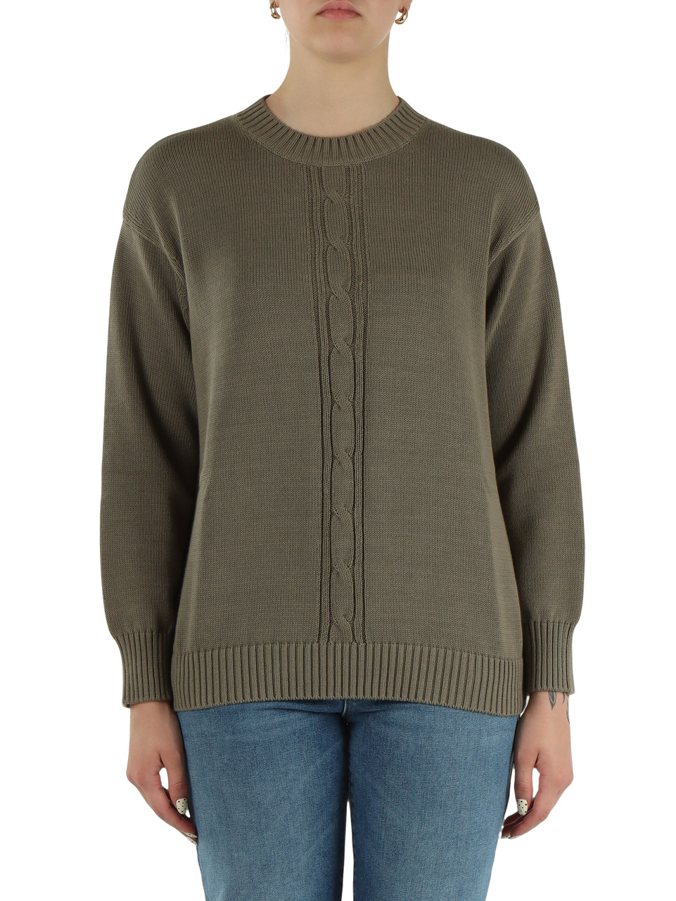 VERDE MILITARE | Maglia girocollo in cotone BERMUDA