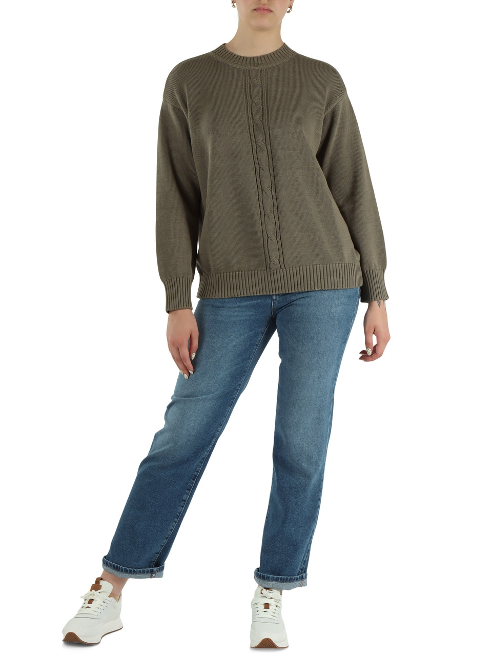 VERDE MILITARE | Maglia girocollo in cotone BERMUDA