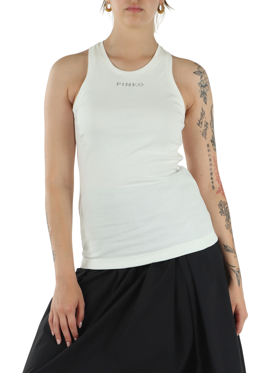 WEISS | Geripptes Tanktop DISTINTO aus Stretch-Baumwolle