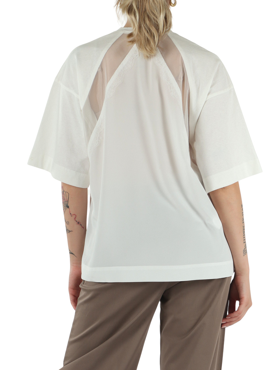 WEISS | STEPHANIE T-Shirt mit kontrastierenden Einsätzen