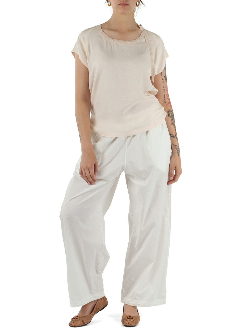 ROSA CHIARO | Blusa in twill lavato BERTHA