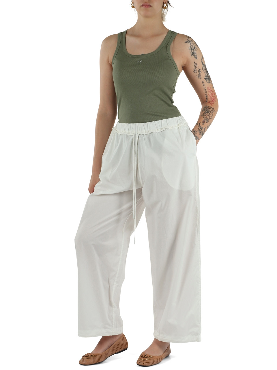BIANCO | Pantalone OGLIASTRA in popeline di cotone