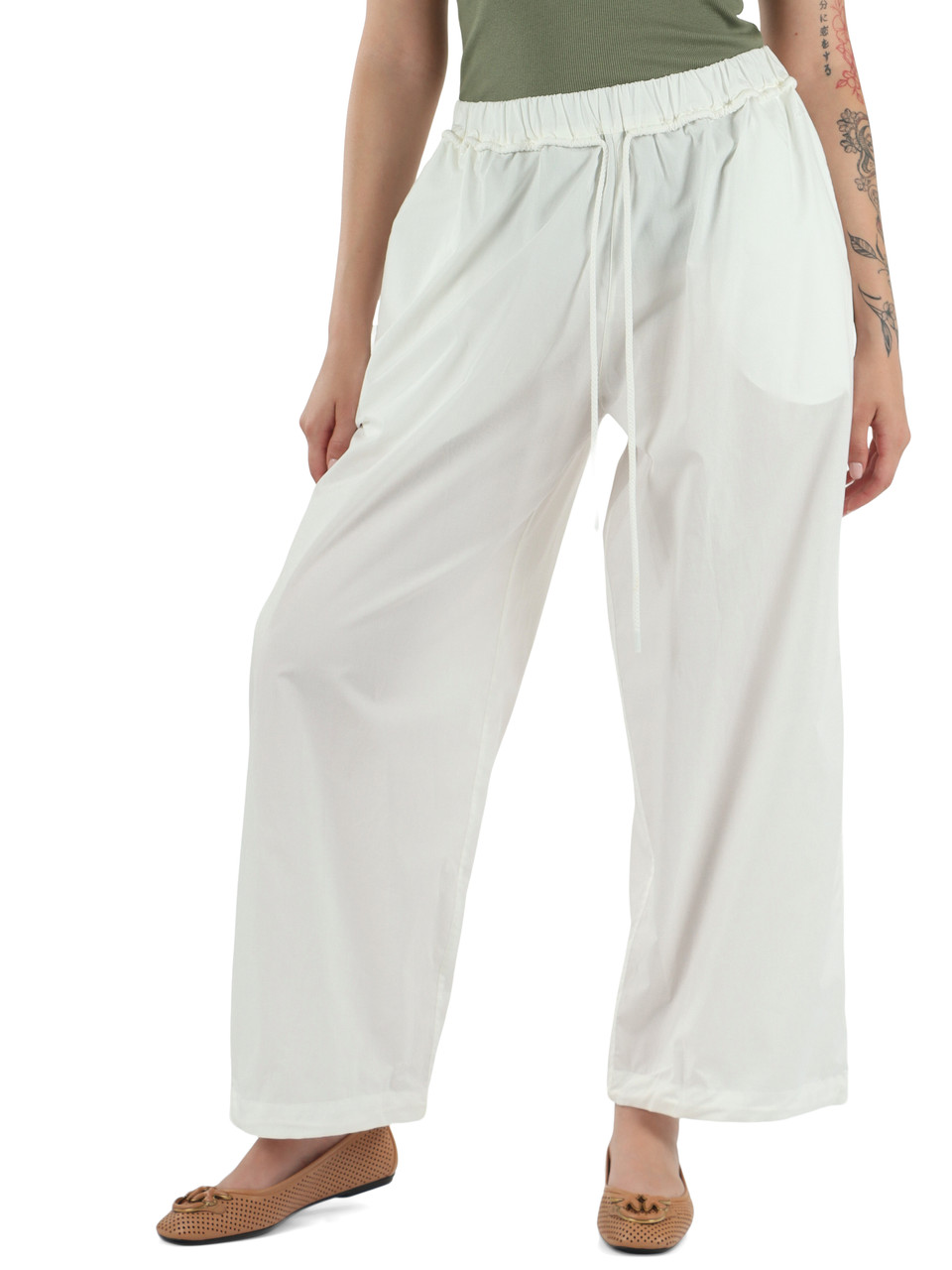 BIANCO | Pantalone OGLIASTRA in popeline di cotone