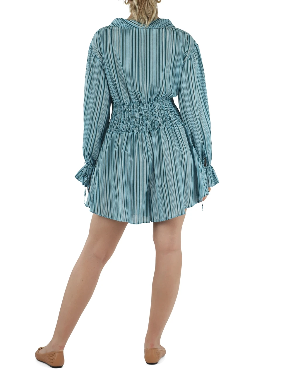AZURBLAU | Kurzer Overall aus Baumwoll-Musselin KEIRA