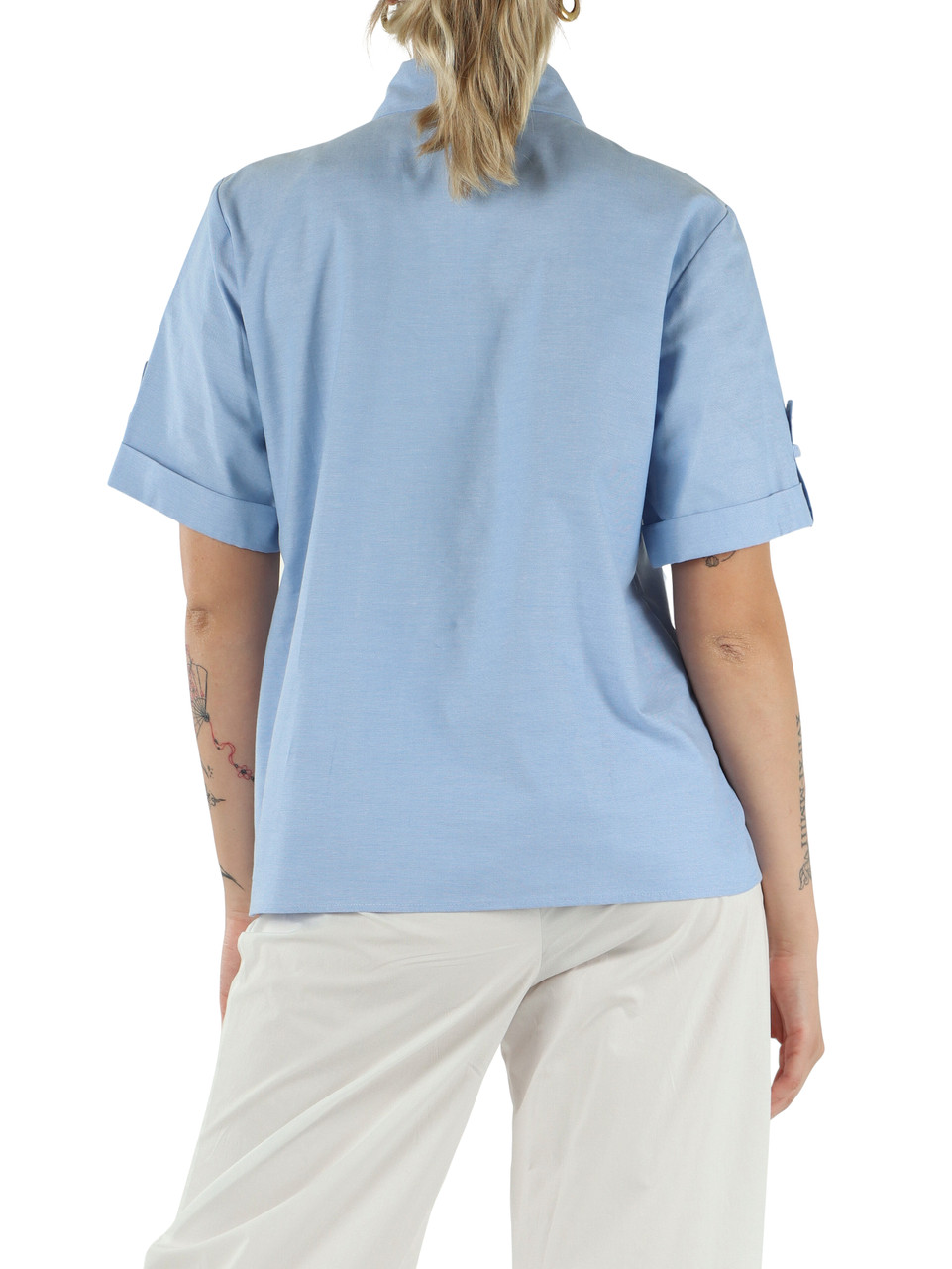 AZZURRO | Camicia in cotone con strass