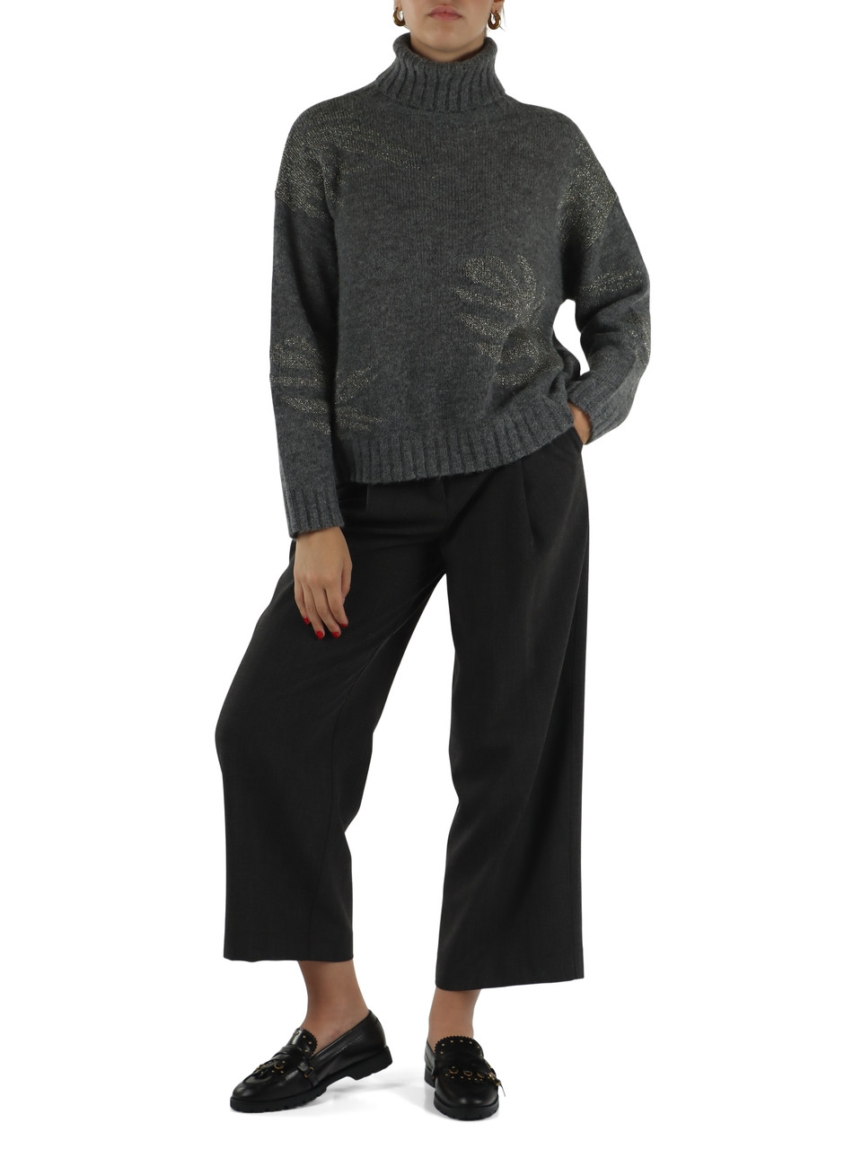 GRIGIO | Maglia collo alto in misto lana e alpaca
