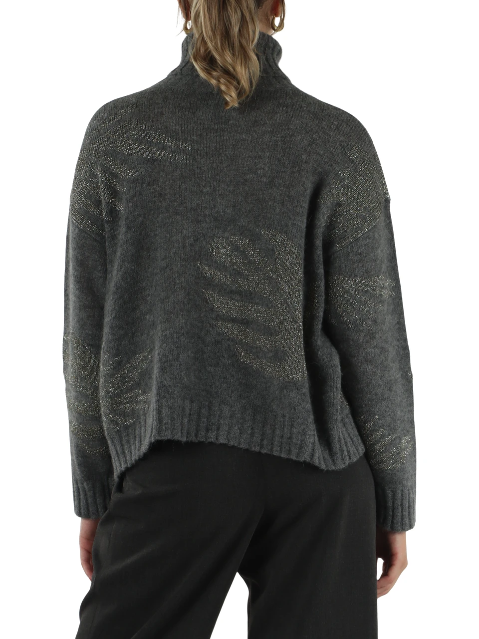 GRIGIO | Maglia collo alto in misto lana e alpaca
