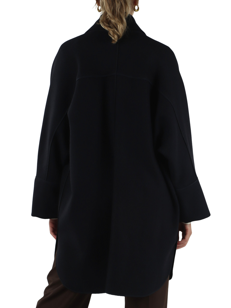 BLU SCURO | Cappotto in tessuto diagonale di misto lana