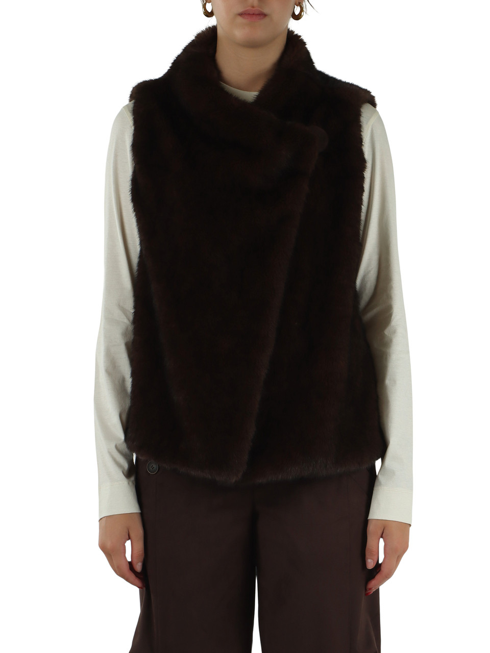 MARRONE | Gilet in ecopelliccia