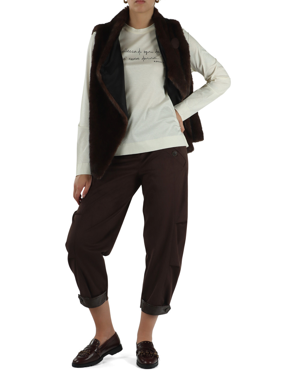 MARRONE | Gilet in ecopelliccia