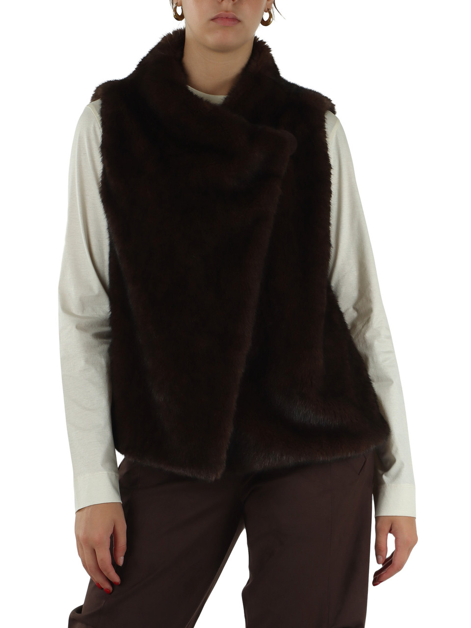 MARRONE | Gilet in ecopelliccia