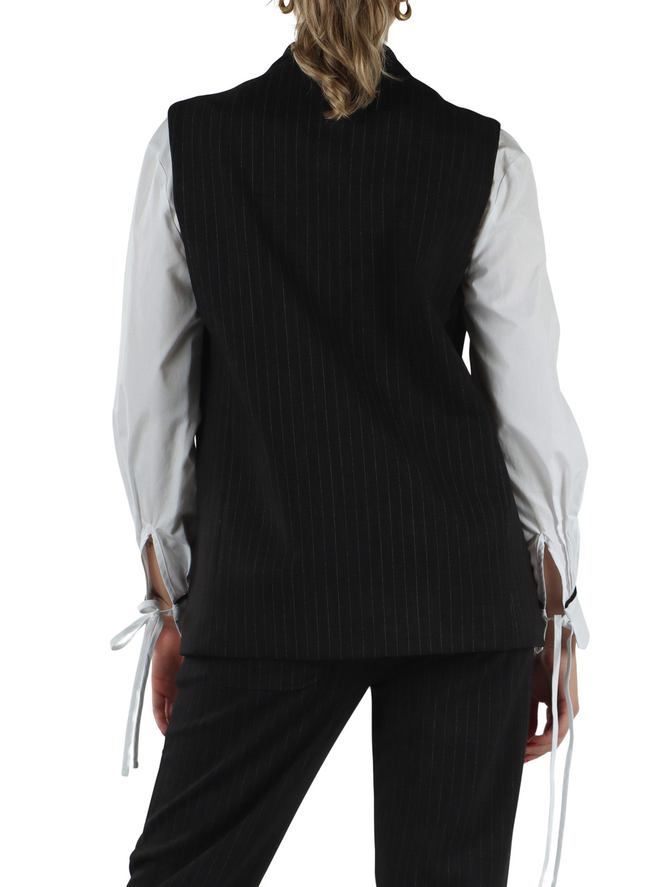 GRIGIO SCURO | Gilet gessato in misto viscosa