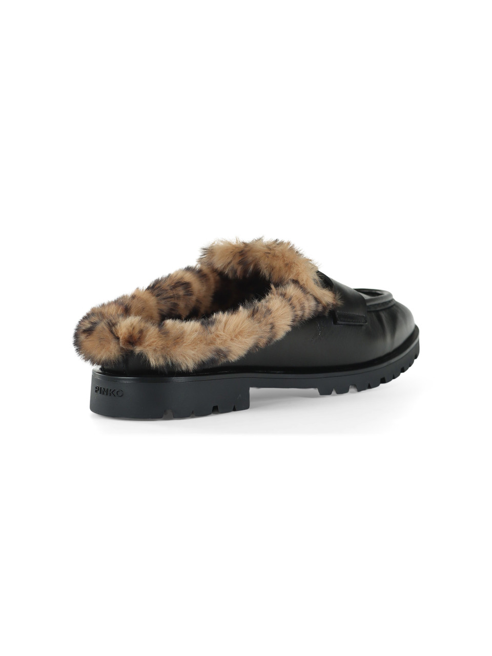 NERO | Mocassino mule in pelle NORA 09 con placca logo