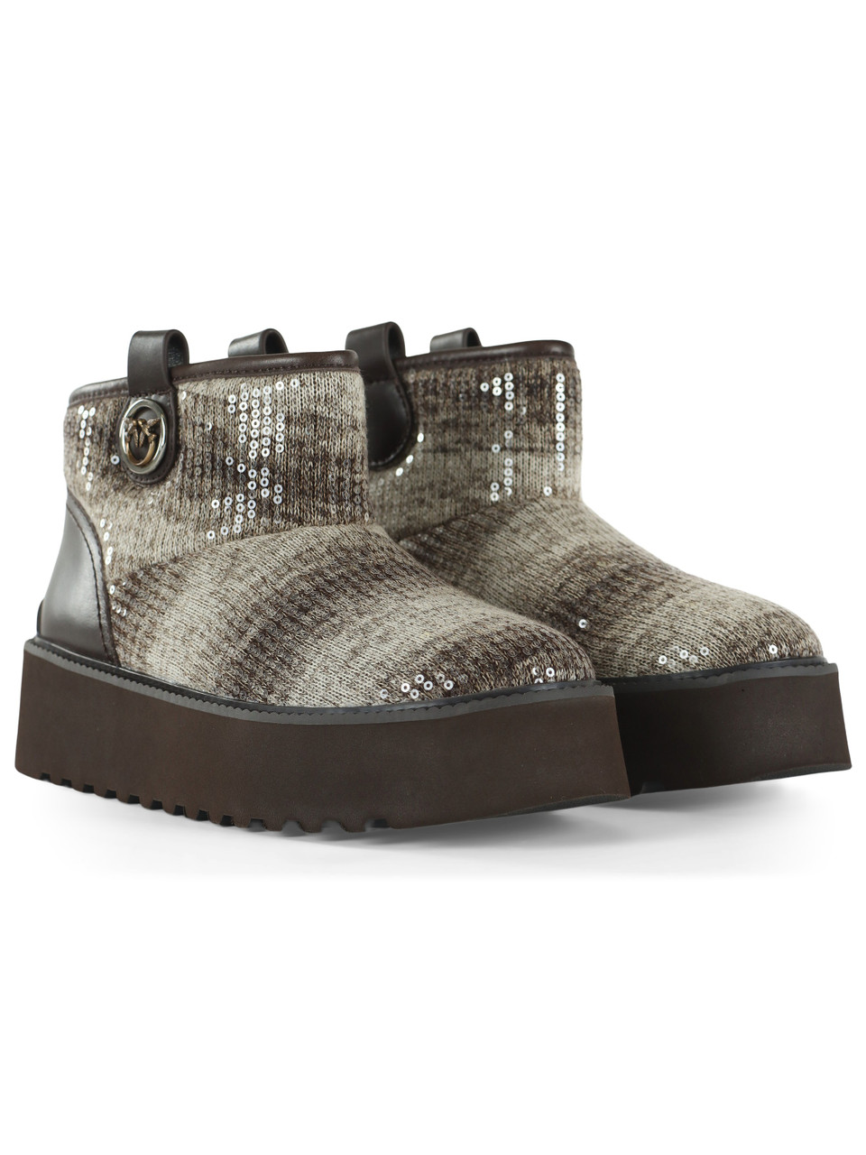 MARRONE | Stivaletti platform in maglia MARTINA 08 con paillettes