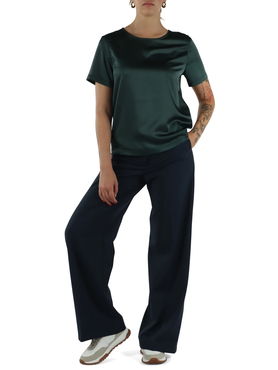 VERDE | T-shirt girocollo in satin GILBERT