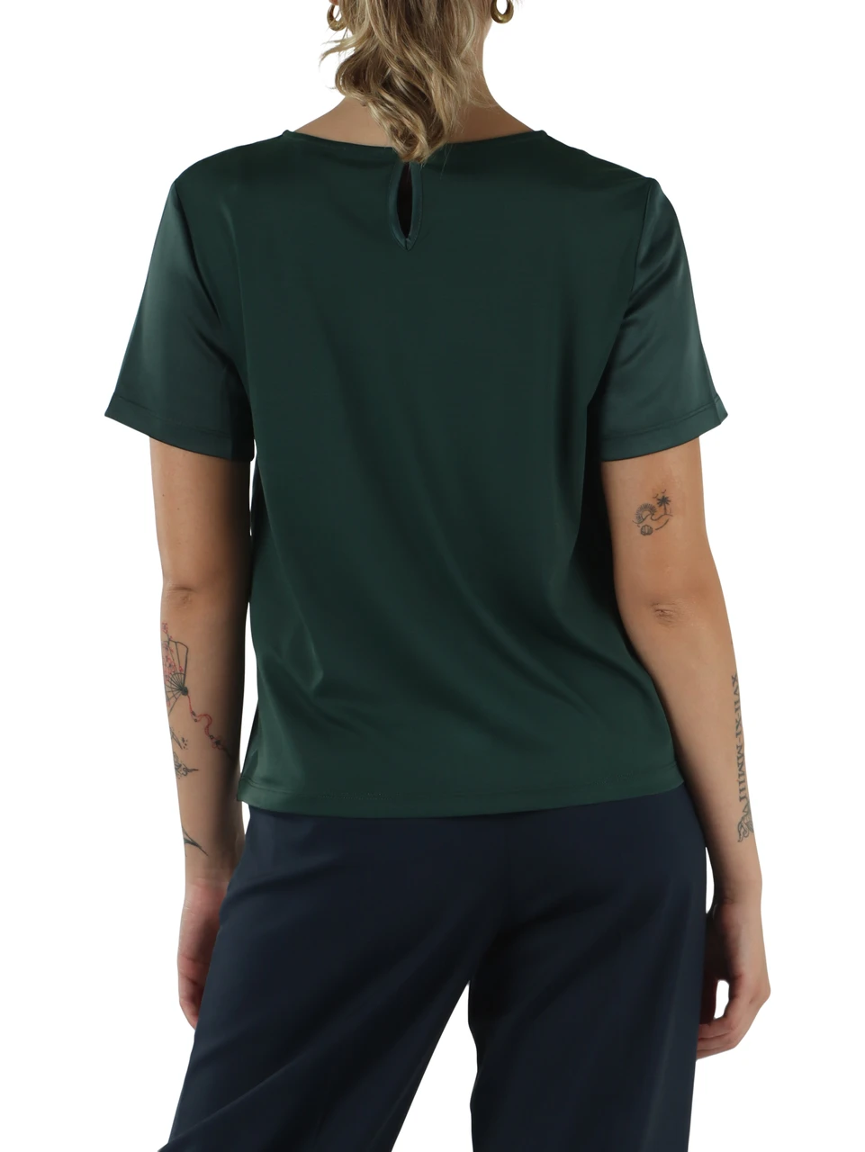 VERDE | T-shirt girocollo in satin GILBERT