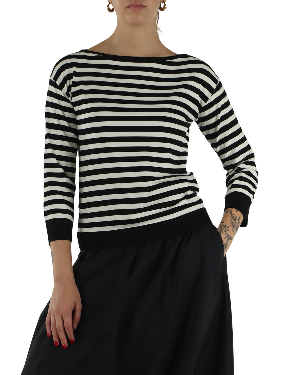 BIANCO/NERO | Maglia in misto viscosa STECCA