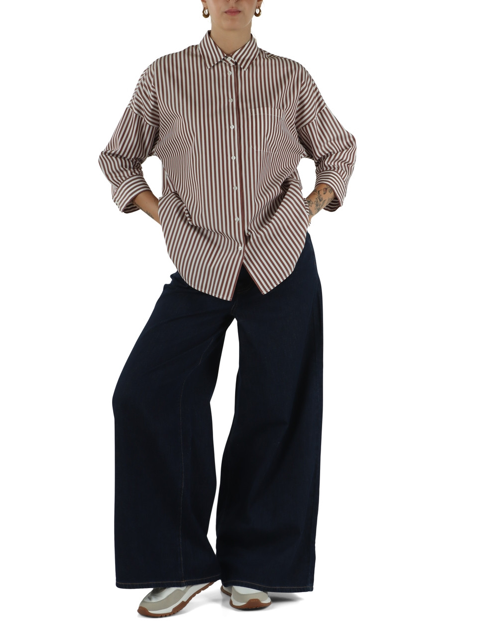 MARRONE CHIARO | Camicia ampia in cotone GIRALDA