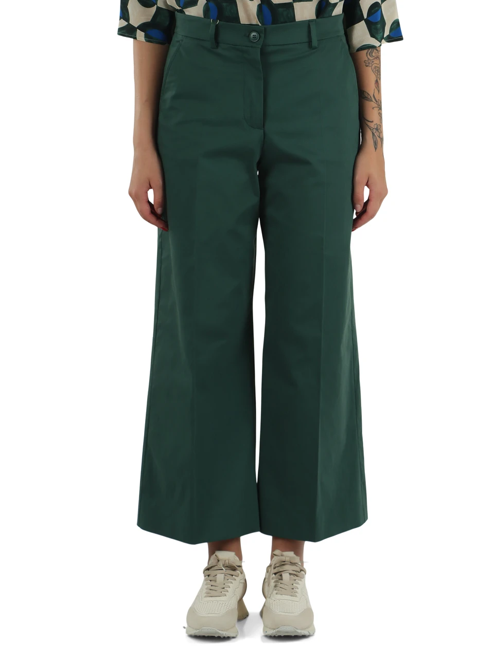VERDE | Pantalone cropped URIAL in cotone stretch