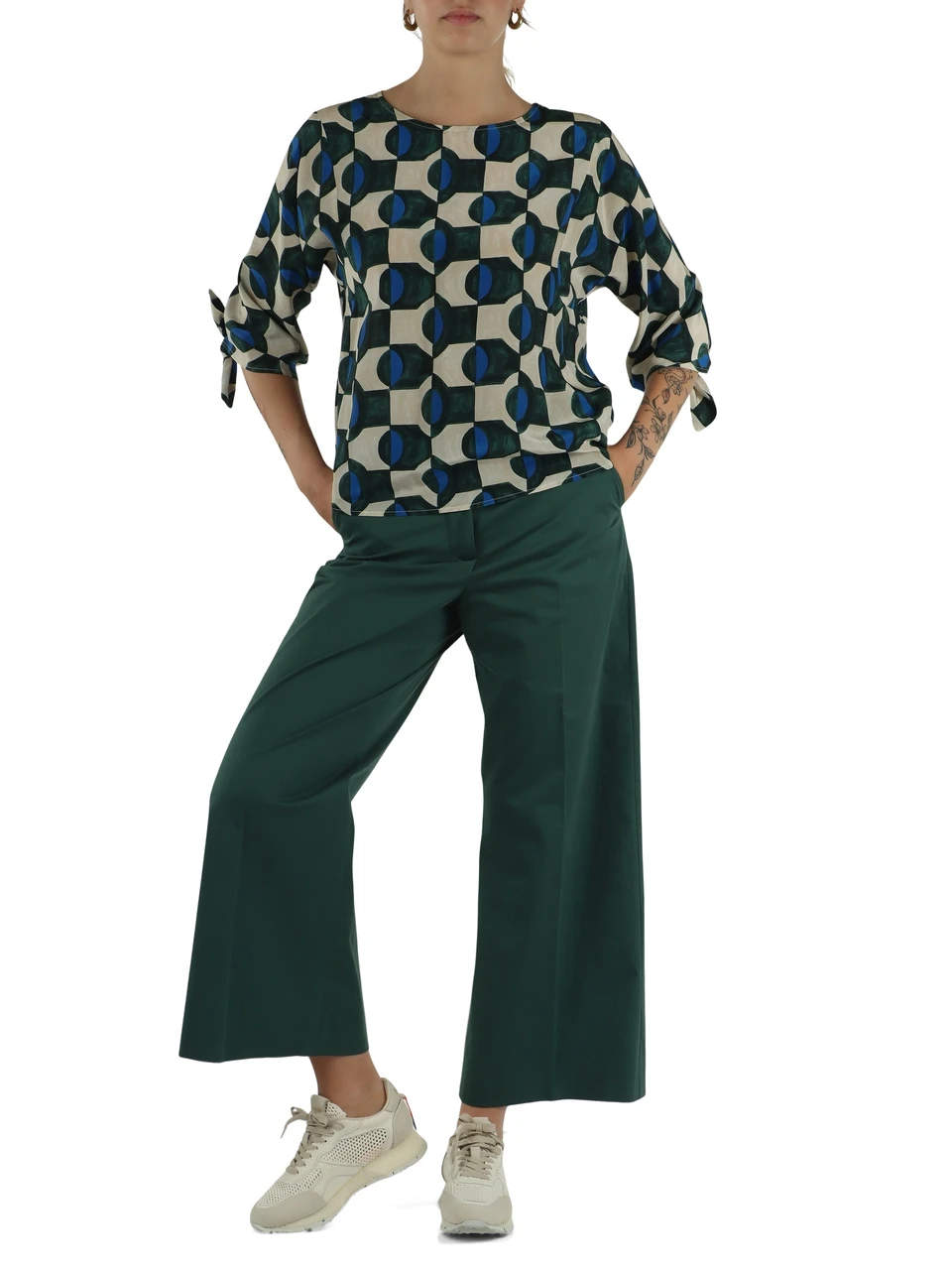 VERDE | Pantalone cropped URIAL in cotone stretch