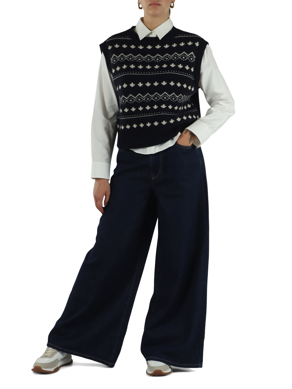BLU SCURO | Pantaloni jeans gamba larga ZATTERA