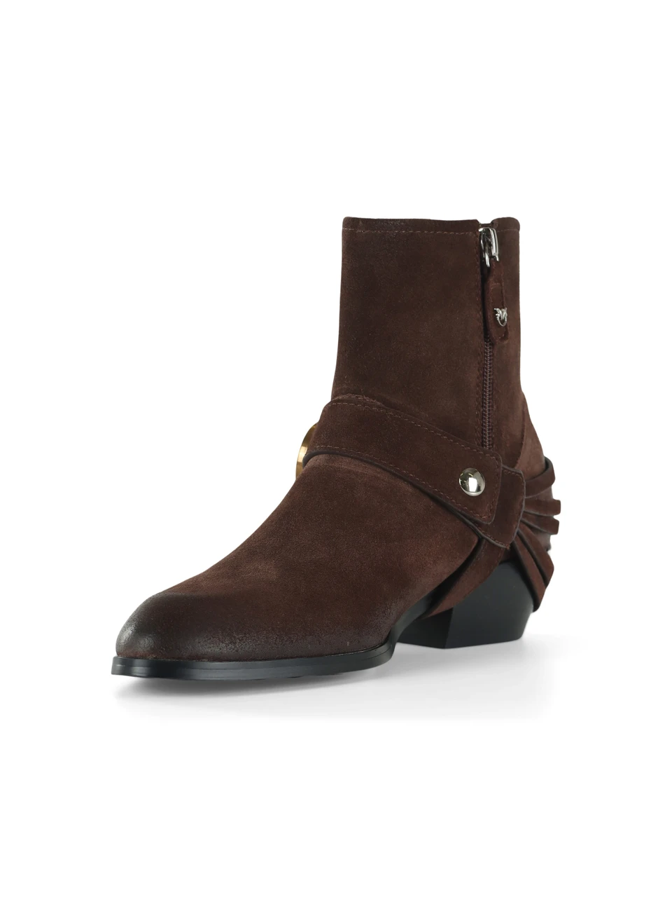 MARRONE | Stivaletti in suede JANE 07 con dettaglio rimovibile